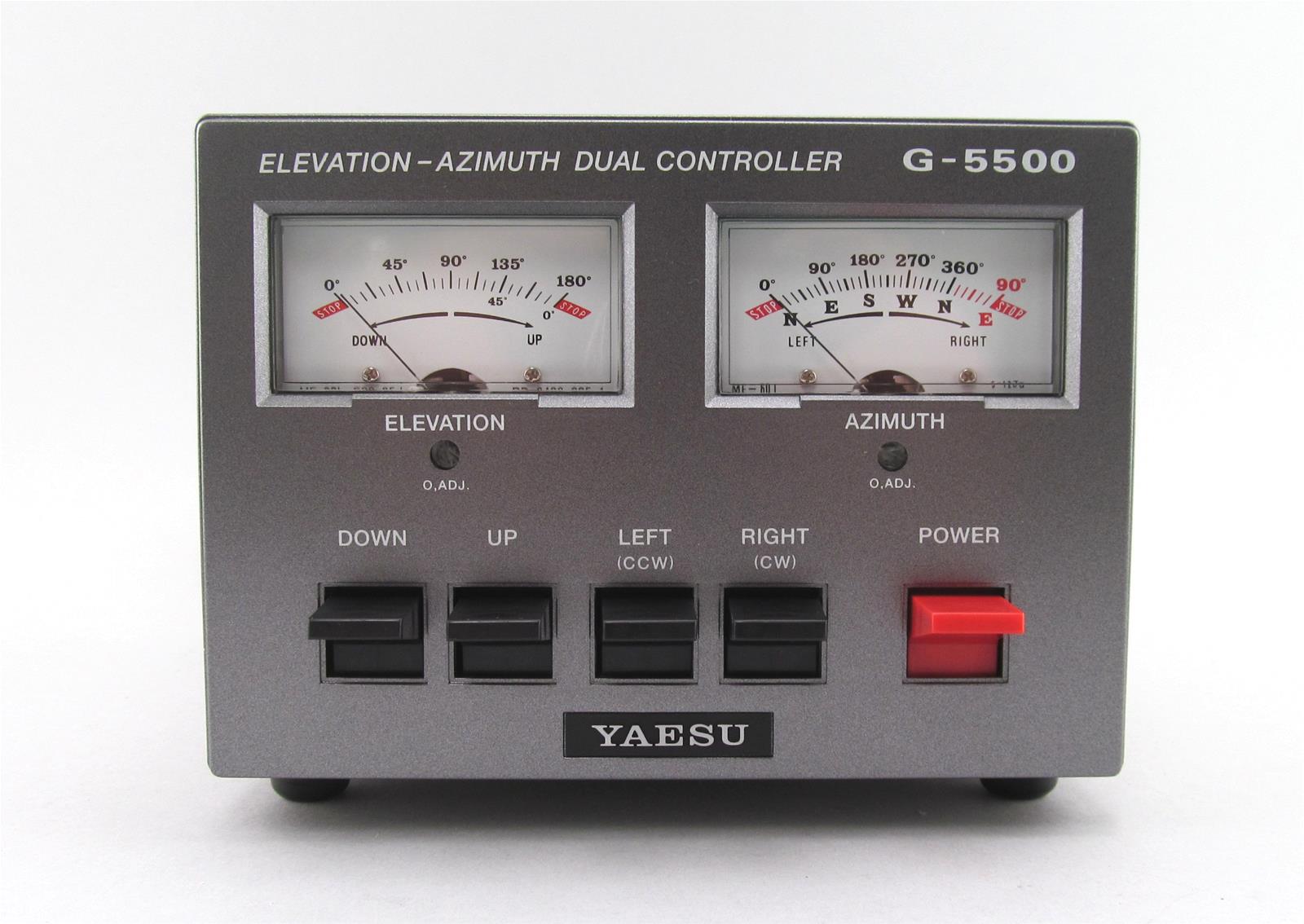 Figure 13 — The Yaesu G-5500 az/el rotator pair — the reference amateur satellite rotator (azimuth 450°, elevation 180°), driven over the GS-232 protocol that became the tracking-software standard. Source: DX …