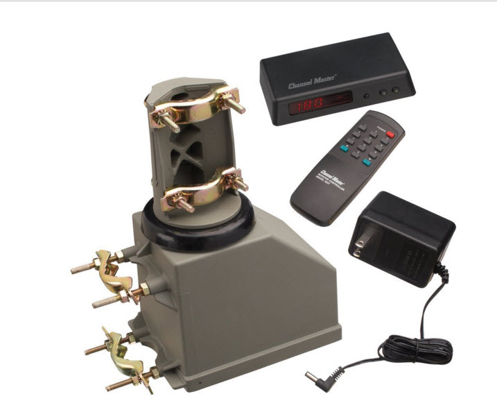 Figure 11 — A computer-controlled satellite-tracking position — the rotator controller box alongside the PC running the tracking software that drives the az/el mount and Doppler-tunes the rig: the closed loop …